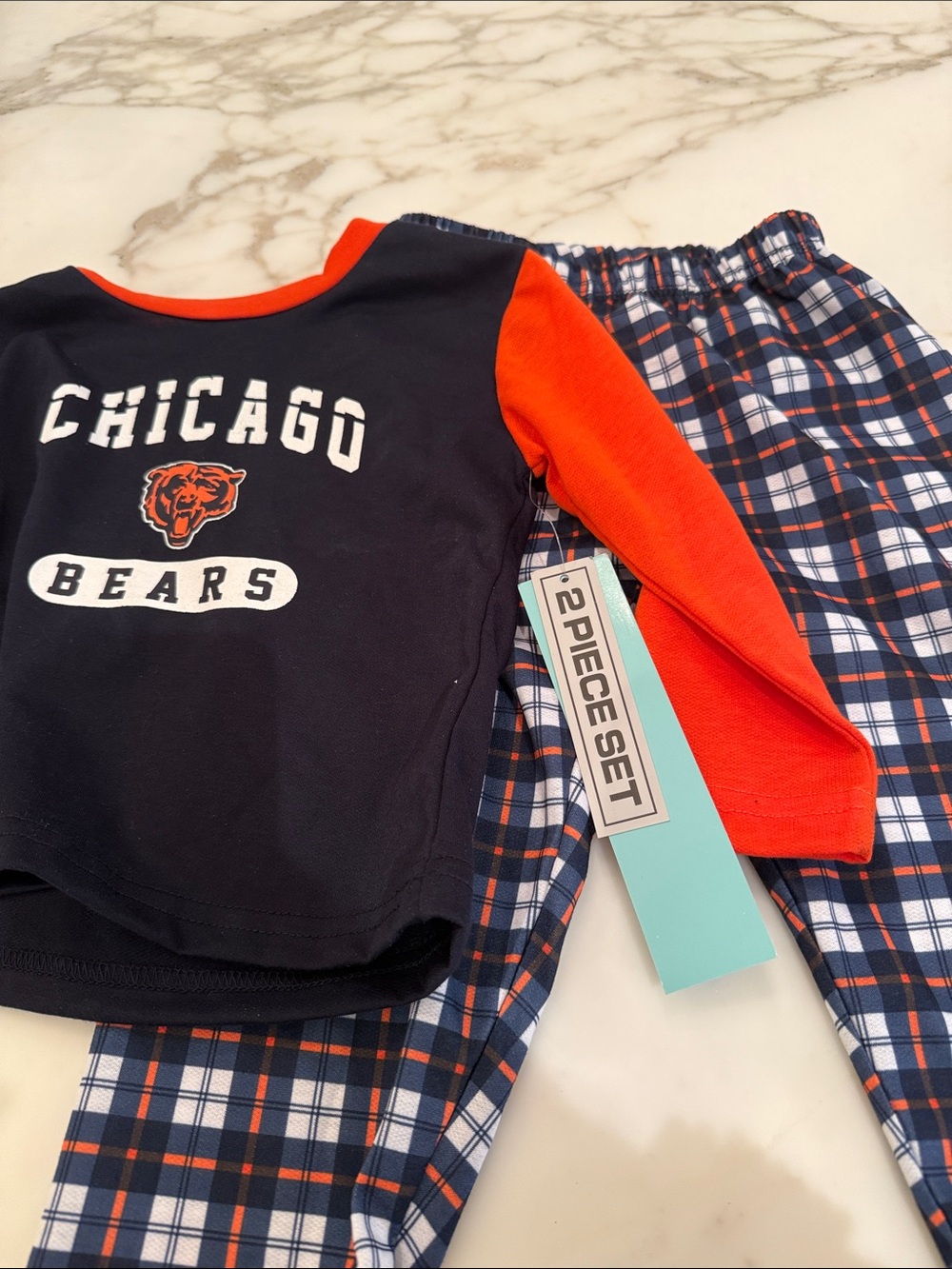 Chicago Bears Kids Long-Sleeve Tee and long pants set pjs  Navy & Orange